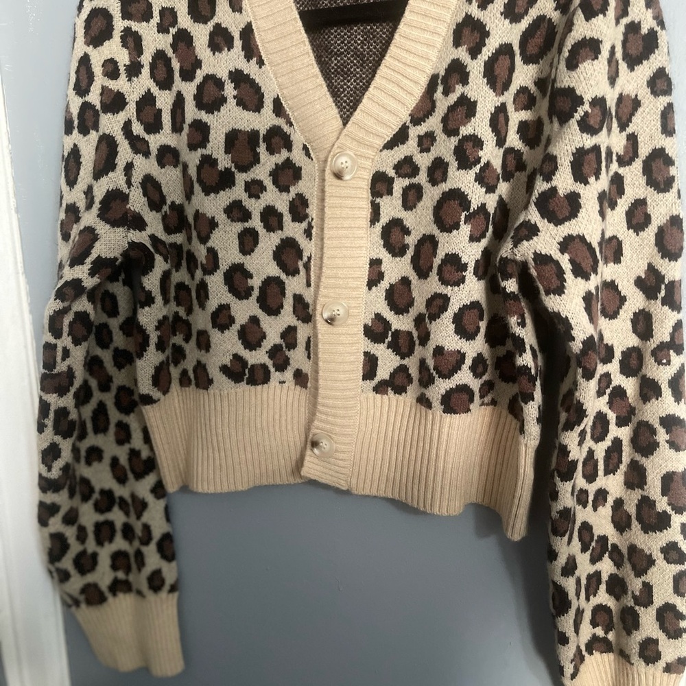 SHEIN Tan and Brown Animal Print Sweater Set